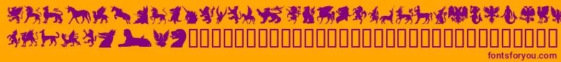 SlMythologicalSilhouettes Font – Purple Fonts on Orange Background