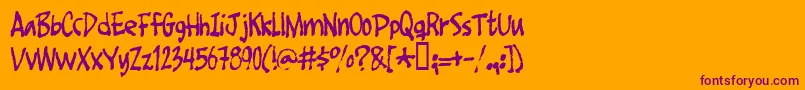 Footfight Font – Purple Fonts on Orange Background