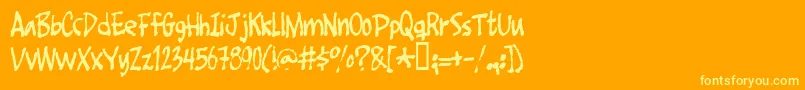Footfight-Schriftart – Gelbe Schriften auf orangefarbenem Hintergrund