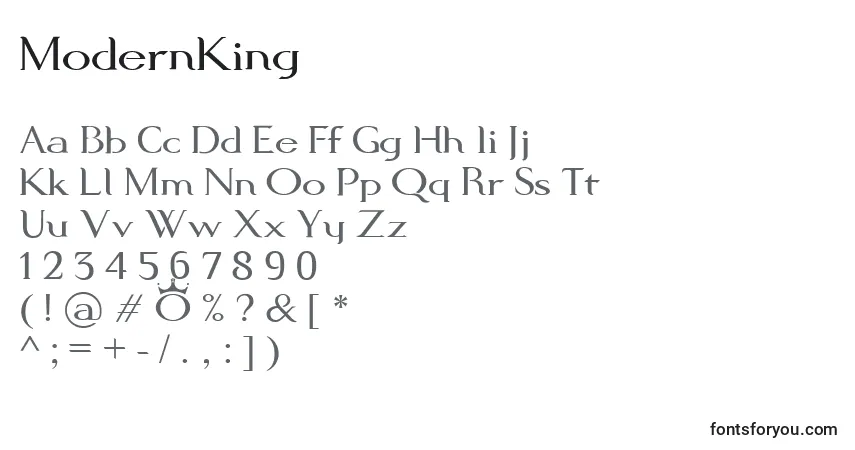 Schriftart ModernKing – Alphabet, Zahlen, spezielle Symbole