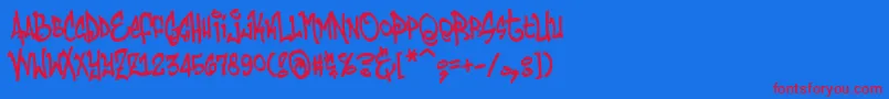 Humbucker-Schriftart – Rote Schriften auf blauem Hintergrund