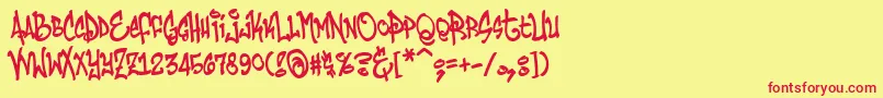 Humbucker-Schriftart – Rote Schriften auf gelbem Hintergrund