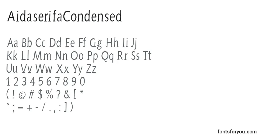 Schriftart AidaserifaCondensed – Alphabet, Zahlen, spezielle Symbole