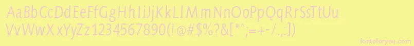 AidaserifaCondensed-fontti – vaaleanpunaiset fontit keltaisella taustalla