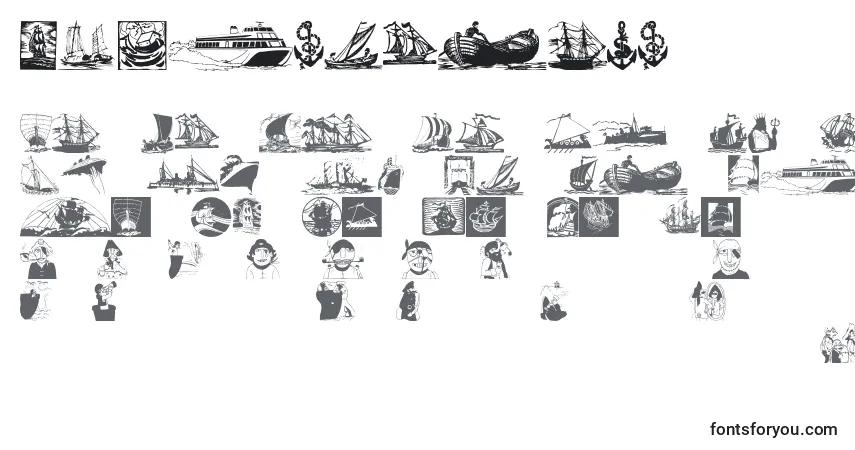 Schriftart Shipsnboats – Alphabet, Zahlen, spezielle Symbole