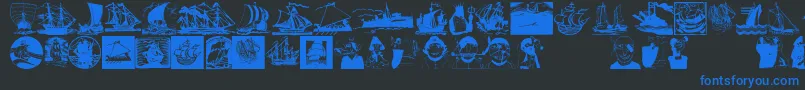 Shipsnboats Font – Blue Fonts on Black Background