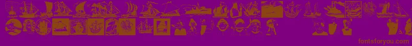 Shipsnboats-Schriftart – Braune Schriften auf violettem Hintergrund