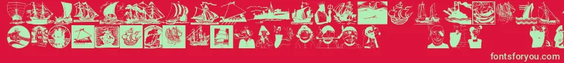 Shipsnboats Font – Green Fonts on Red Background