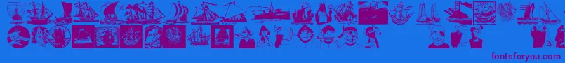 Shipsnboats-Schriftart – Violette Schriften auf blauem Hintergrund