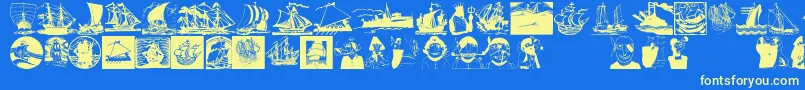 Shipsnboats Font – Yellow Fonts on Blue Background