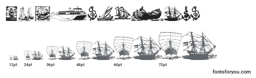 Размеры шрифта Shipsnboats