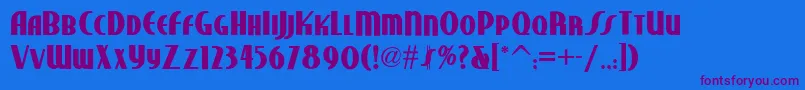 Studebakernf ffy-Schriftart – Violette Schriften auf blauem Hintergrund