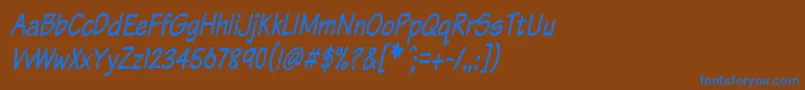 KomikaTextTightItalic Font – Blue Fonts on Brown Background