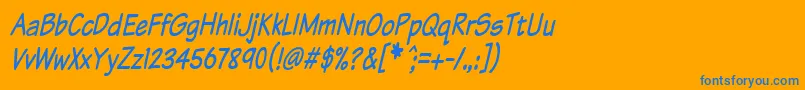 KomikaTextTightItalic Font – Blue Fonts on Orange Background