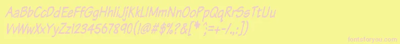 KomikaTextTightItalic Font – Pink Fonts on Yellow Background