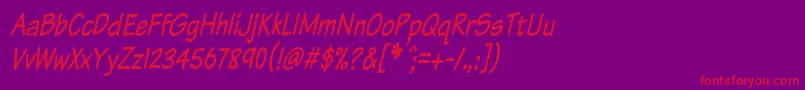 KomikaTextTightItalic Font – Red Fonts on Purple Background