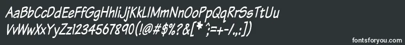 フォントKomikaTextTightItalic – 黒い背景に白い文字