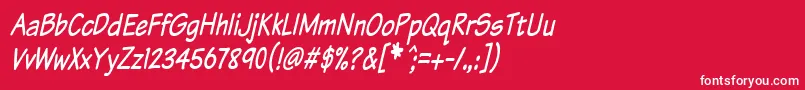 フォントKomikaTextTightItalic – 赤い背景に白い文字