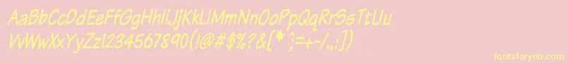 KomikaTextTightItalic Font – Yellow Fonts on Pink Background