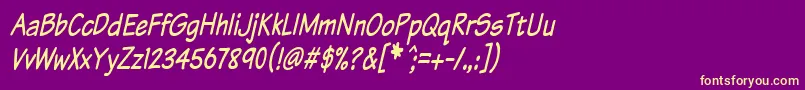 KomikaTextTightItalic Font – Yellow Fonts on Purple Background