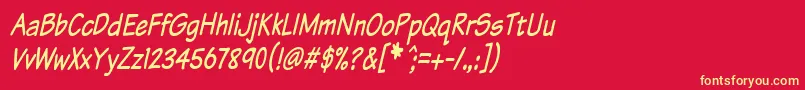 KomikaTextTightItalic Font – Yellow Fonts on Red Background