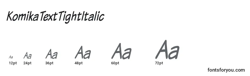 Размеры шрифта KomikaTextTightItalic