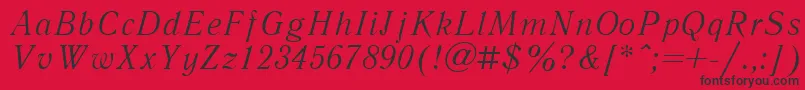 Fonte LiteraturnayacttItalic – fontes pretas em um fundo vermelho