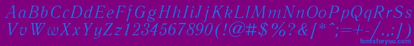 LiteraturnayacttItalic Font – Blue Fonts on Purple Background