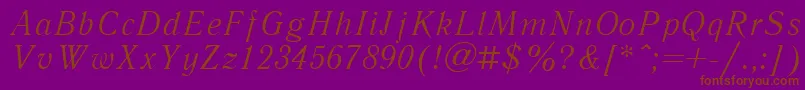 LiteraturnayacttItalic Font – Brown Fonts on Purple Background