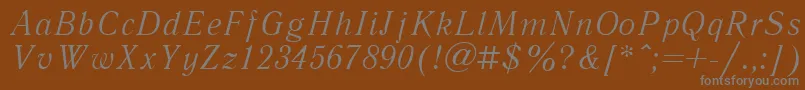 フォントLiteraturnayacttItalic – 茶色の背景に灰色の文字