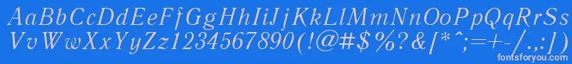 LiteraturnayacttItalic-fontti – vaaleanpunaiset fontit sinisellä taustalla