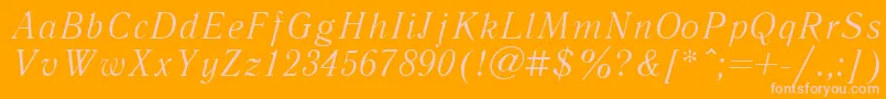 LiteraturnayacttItalic-Schriftart – Rosa Schriften auf orangefarbenem Hintergrund