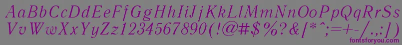 フォントLiteraturnayacttItalic – 紫色のフォント、灰色の背景