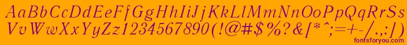 フォントLiteraturnayacttItalic – オレンジの背景に紫のフォント