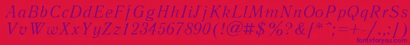 LiteraturnayacttItalic-Schriftart – Violette Schriften auf rotem Hintergrund