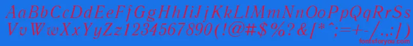 LiteraturnayacttItalic Font – Red Fonts on Blue Background