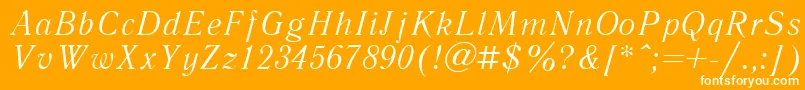 Fonte LiteraturnayacttItalic – fontes brancas em um fundo laranja
