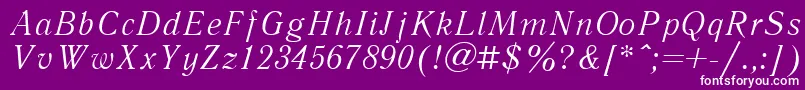 LiteraturnayacttItalic Font – White Fonts on Purple Background