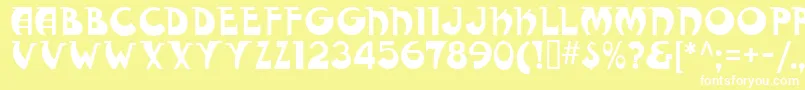 FantasticMfModern-fontti – valkoiset fontit keltaisella taustalla