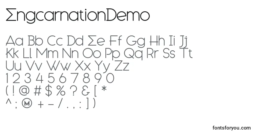 Schriftart EngcarnationDemo – Alphabet, Zahlen, spezielle Symbole