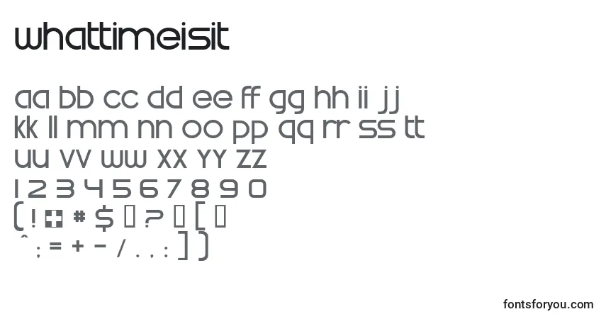 Schriftart WhatTimeIsIt – Alphabet, Zahlen, spezielle Symbole