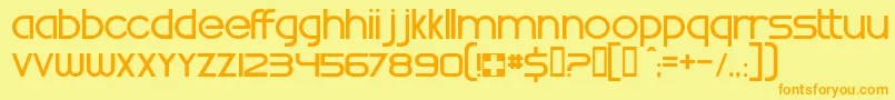 WhatTimeIsIt-Schriftart – Orangefarbene Schriften auf gelbem Hintergrund