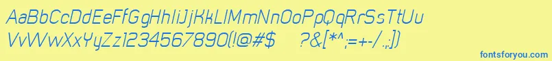 MistergiaccoLightoblique Font – Blue Fonts on Yellow Background