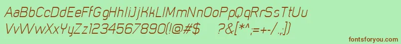 MistergiaccoLightoblique Font – Brown Fonts on Green Background