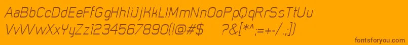MistergiaccoLightoblique-Schriftart – Braune Schriften auf orangefarbenem Hintergrund