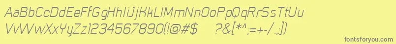 MistergiaccoLightoblique Font – Gray Fonts on Yellow Background