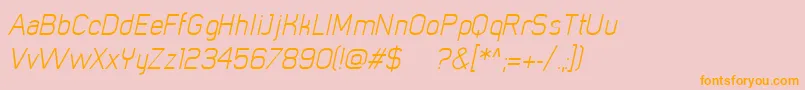 MistergiaccoLightoblique-Schriftart – Orangefarbene Schriften auf rosa Hintergrund
