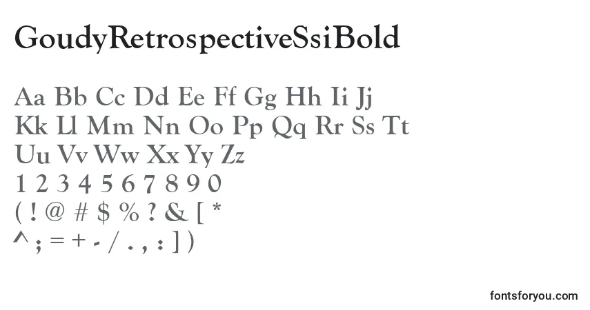 Шрифт GoudyRetrospectiveSsiBold – алфавит, цифры, специальные символы