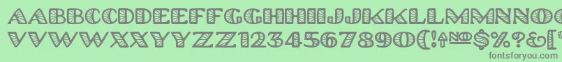 フォントPlatinumhubcapsspoked – 緑の背景に灰色の文字