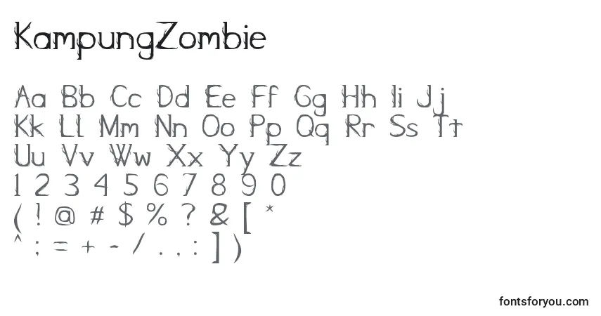 Czcionka KampungZombie – alfabet, cyfry, specjalne znaki
